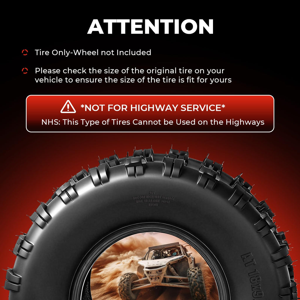 Set of 2 18x9.5-8 Tubeless All-Terrain Tires L305717