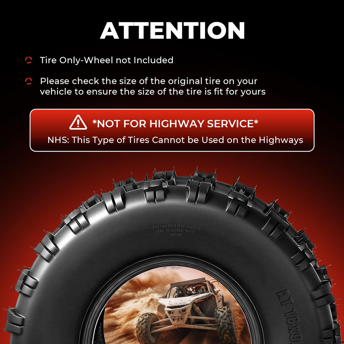 Set of 2 18x9.5-8 Tubeless All-Terrain Tires L305717