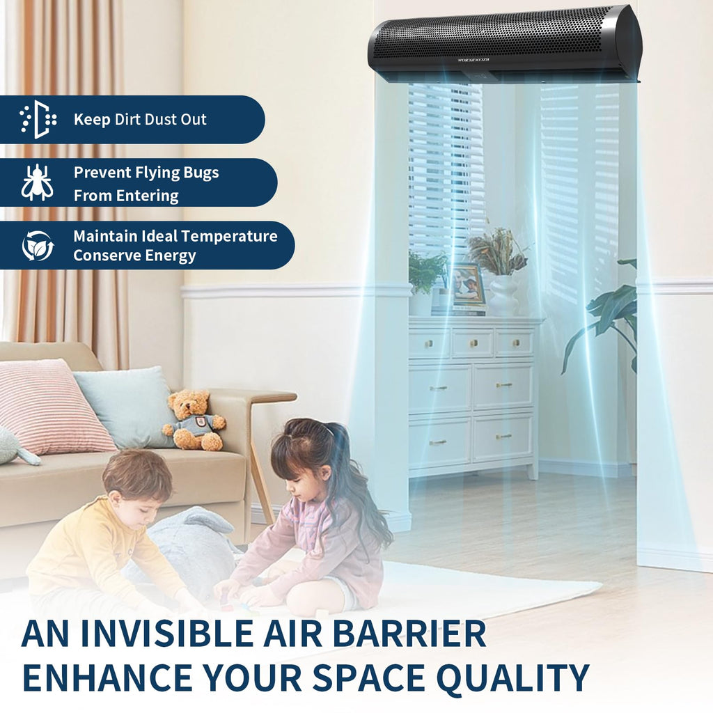 36 Inch Matte Black Wall Mounted Air Curtain R671871