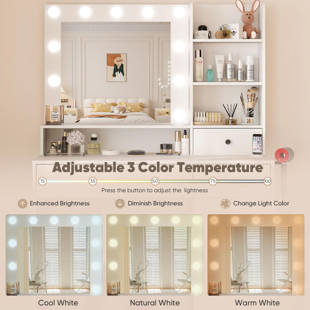 Makeup Vanity Desk with Mirror and Lights I28485
