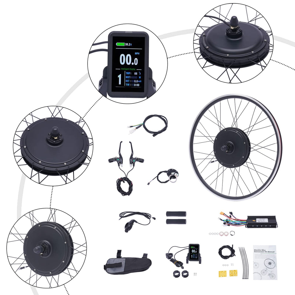 48V 1000W E-Bike Conversion Kit with Display Brushless Gearless Motor I987