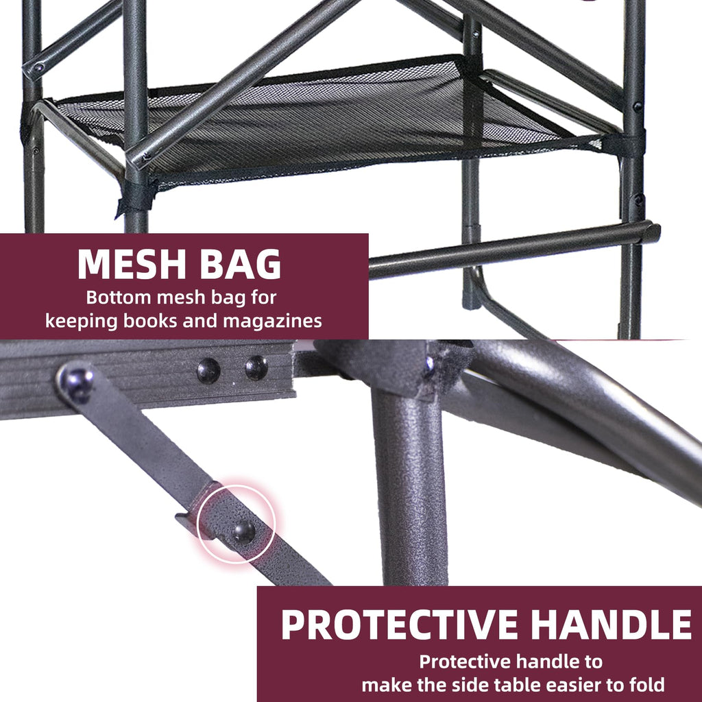Wine Red Black Bar Height Folding Chair with Side Table D5056