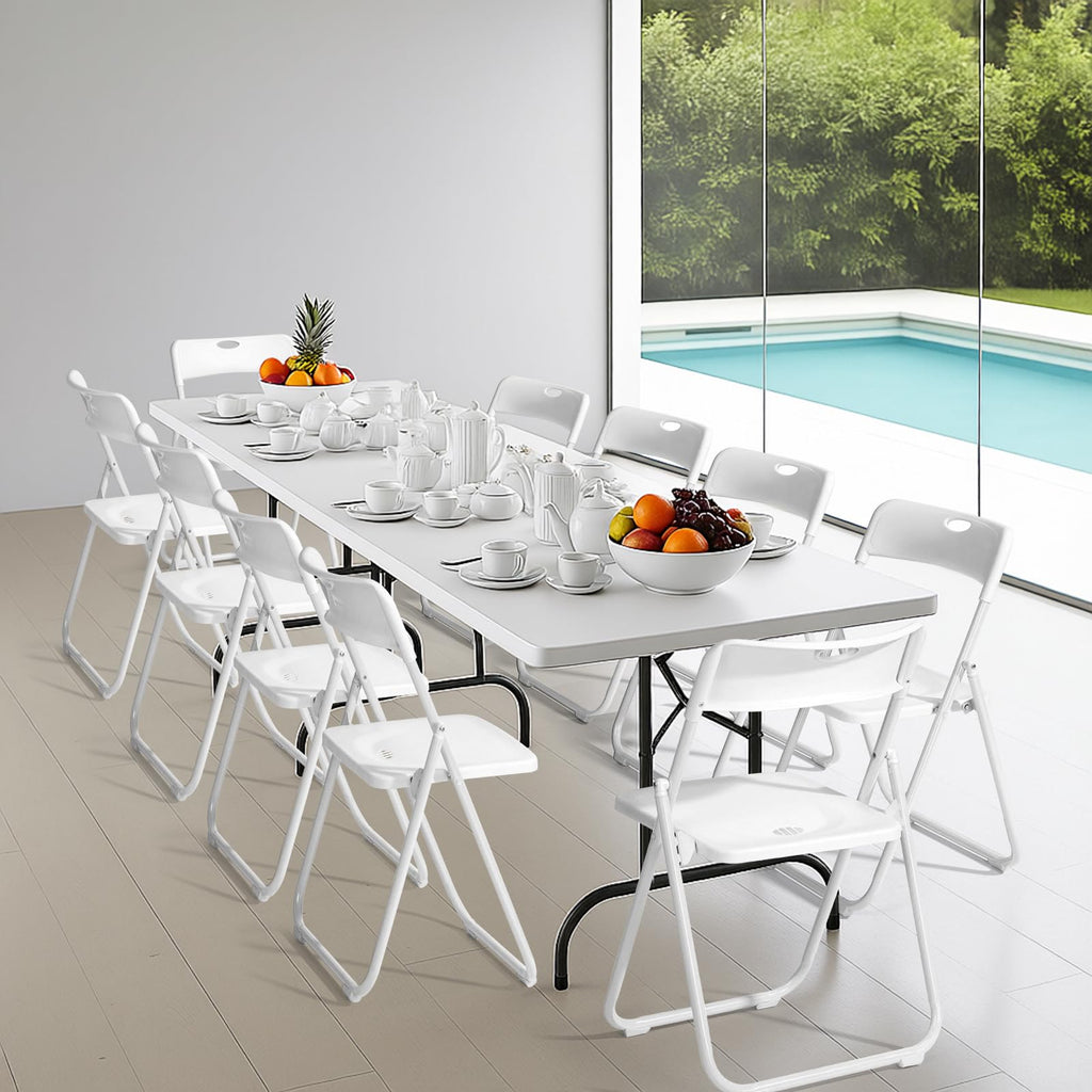 Folding Chairs Set of 10 White Plastic F17006