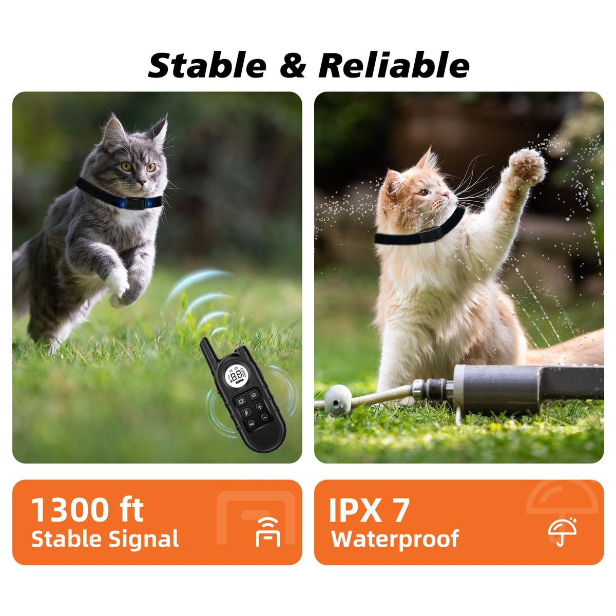 Black Waterproof Rechargeable Cat Training Collar with Remote Z4513
