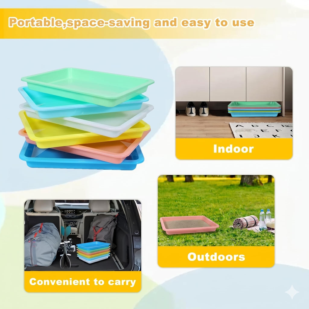 6 Pcs Low Entry Portable Litter Box with Scooper H429191