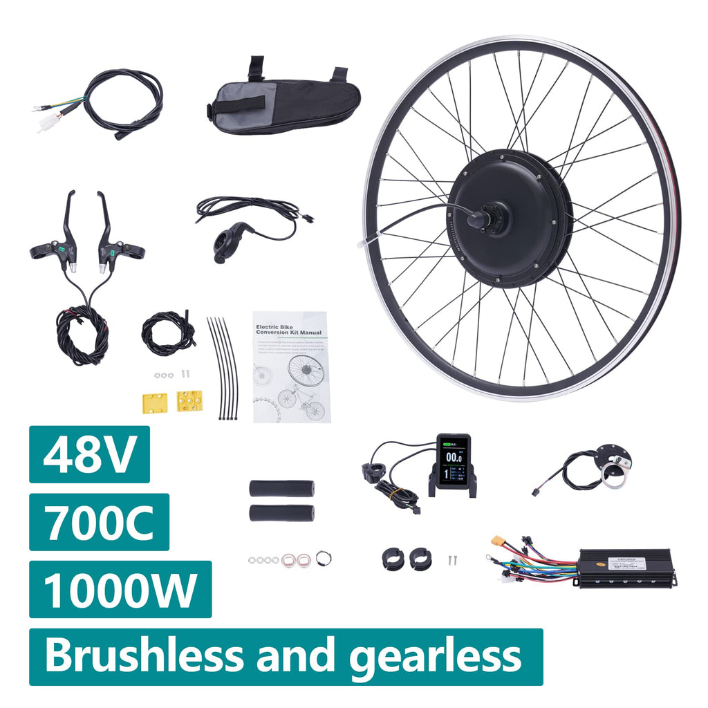 48V 1000W E-Bike Conversion Kit with Display Brushless Gearless Motor I987