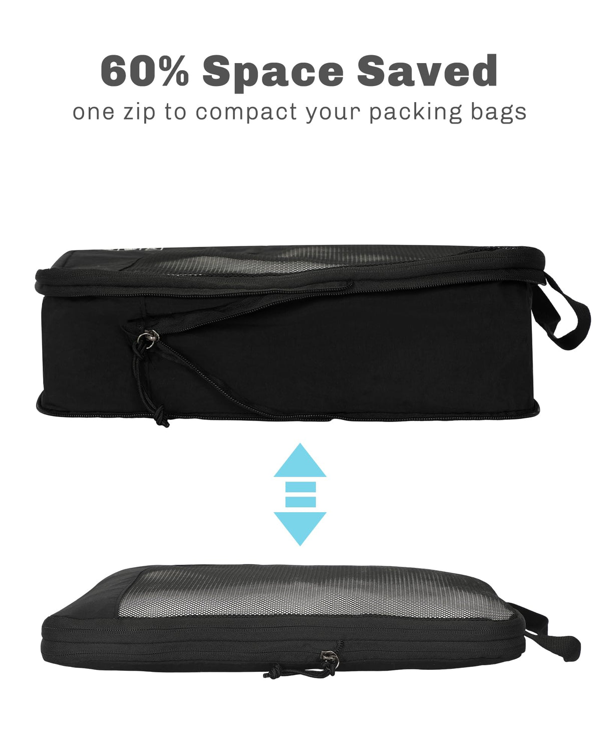 Rolling Backpack with Wheels 43L 17 inches Laptop Jet Black 6PC Packing Cubes Q551