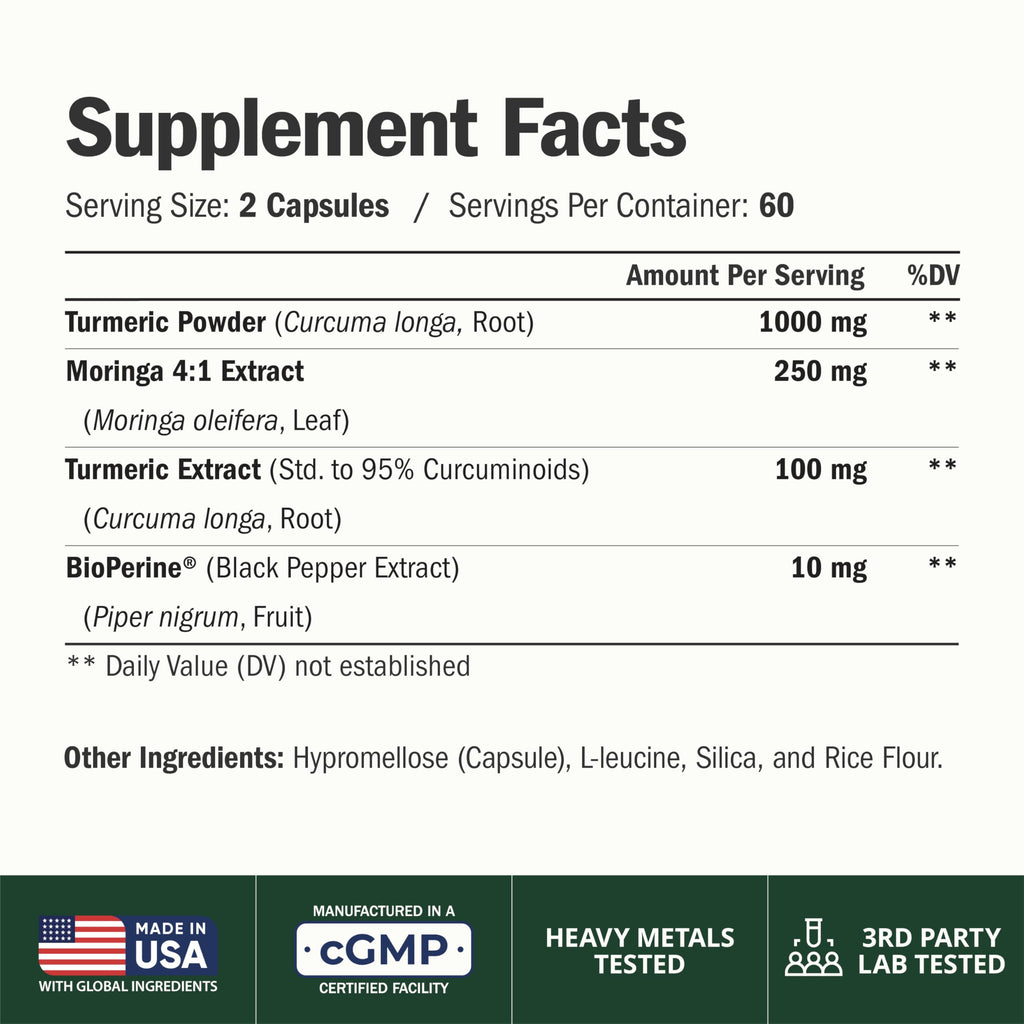 Moringa Capsules 4:1 Extract with Turmeric 120 Capsules O81441