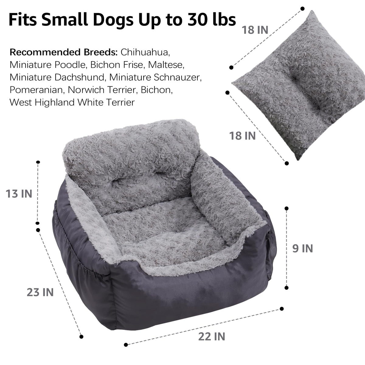 Washable Dog Car Seat with Storage Pockets U245