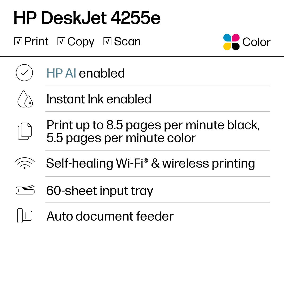 Wireless All-in-One Color Inkjet Printer, Scanner, Copier A61011