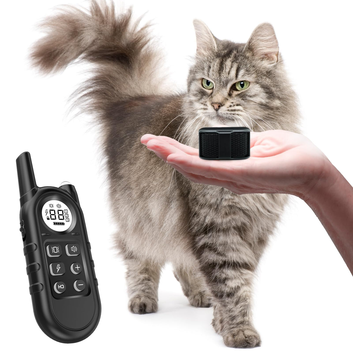 Black Waterproof Rechargeable Cat Training Collar with Remote Z4513
