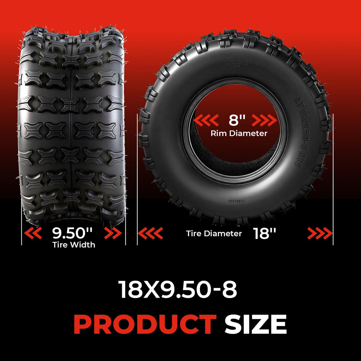 Set of 2 18x9.5-8 Tubeless All-Terrain Tires L305717