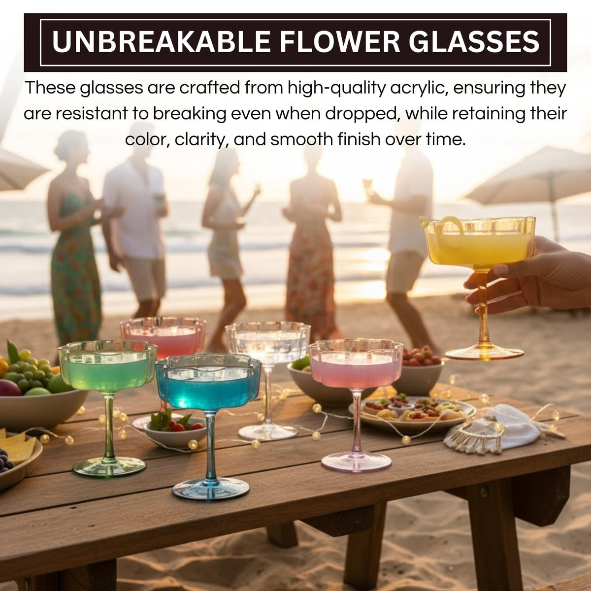 Shatterproof Acrylic Pastel Coupe Glasses 6 Set 8.5oz X107862