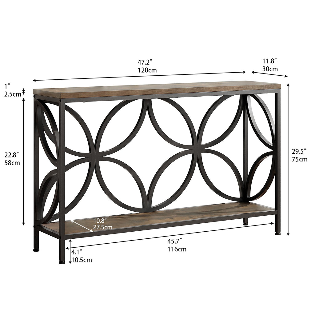 Narrow Sofa Table 47.2 Inch Industrial Console Table with Storage E556