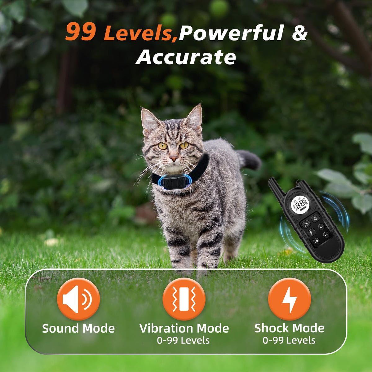 Black Waterproof Rechargeable Cat Training Collar with Remote Z4513
