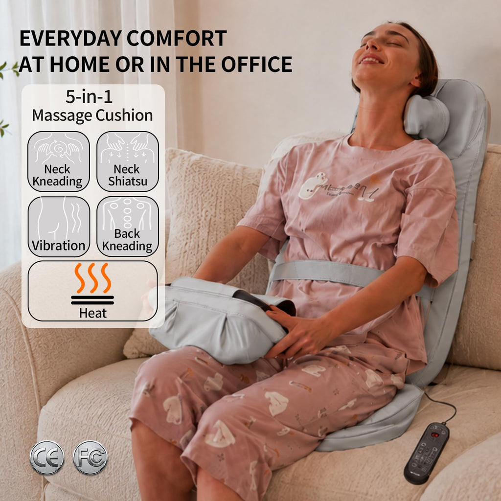 Massage Chair Pad with Heat, Navy Blue F838