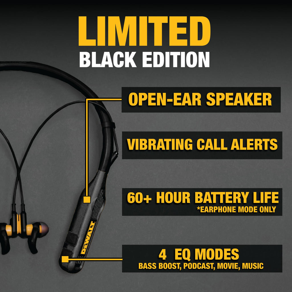 Black 2-in-1 Neckband Bluetooth Headphones D980