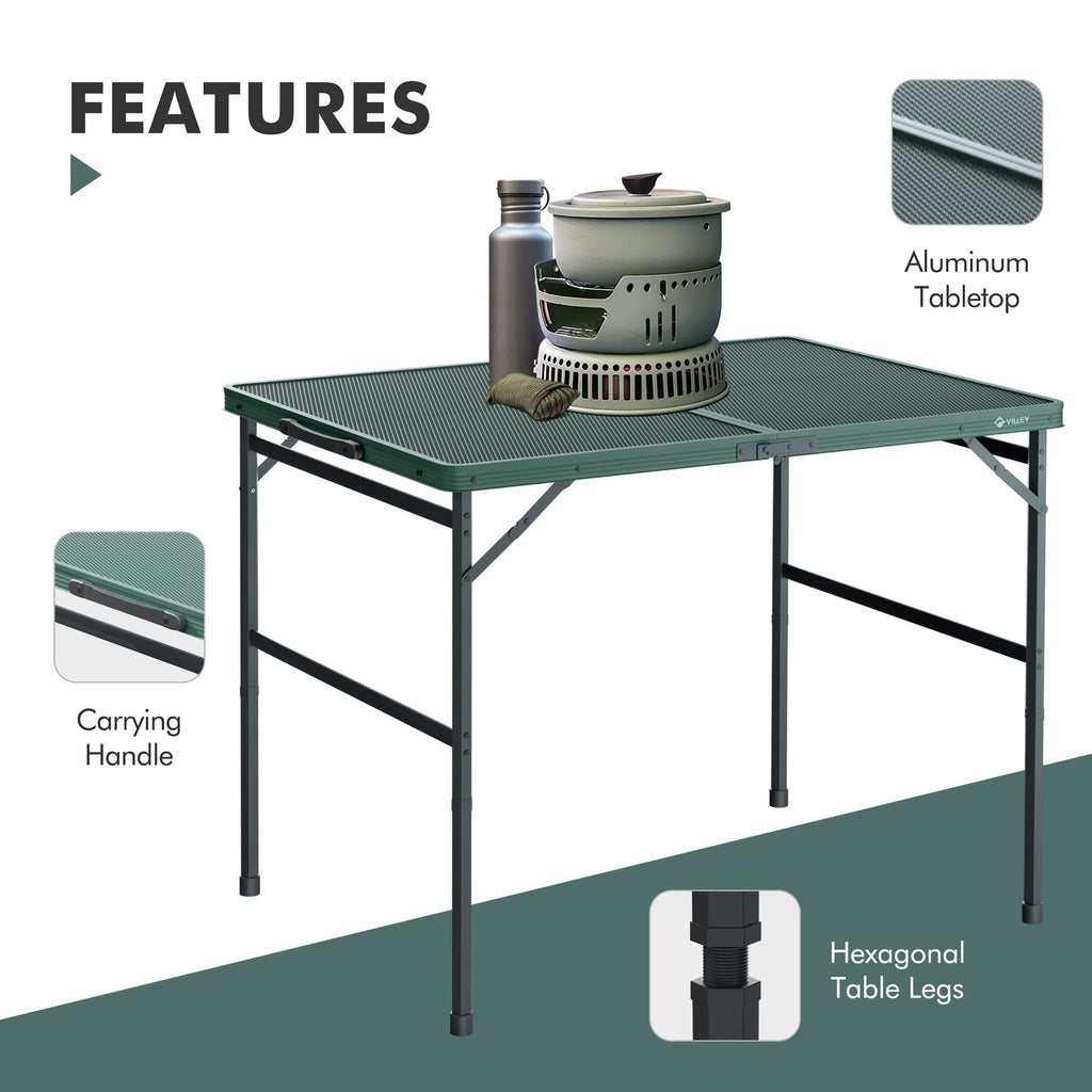 3ft Folding Aluminum Camping Table with Adjustable Legs Z23338