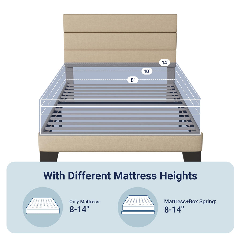 Twin Size Fabric Upholstered Platform Bed Frame B338328