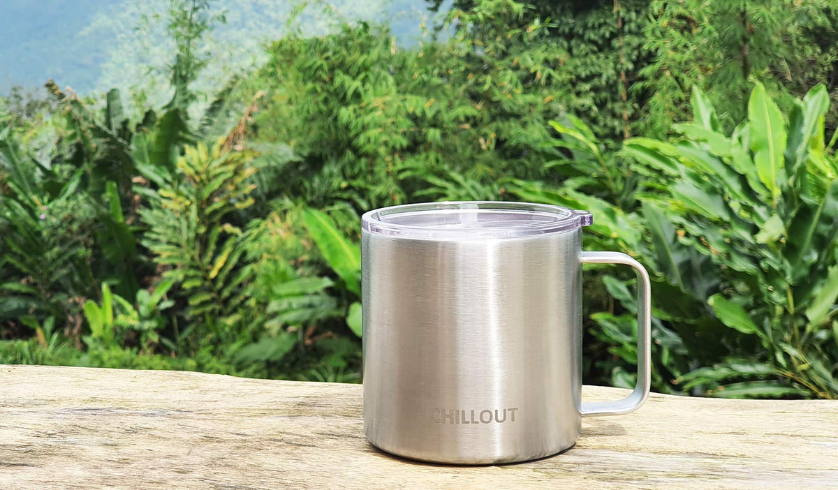 Stainless Steel Vacuum Insulated Coffee Mug 16 oz Set of 2 with Handle and Lid T765202