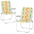 Set of 2 Yellow & Green Folding Patio Chairs K632