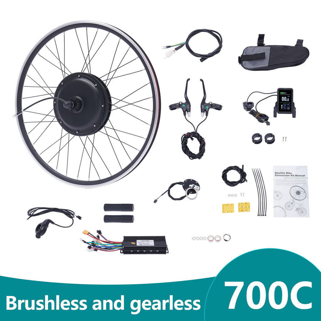 48V 1000W E-Bike Conversion Kit with Display Brushless Gearless Motor I987