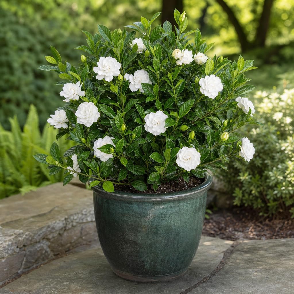 2 Large Trade Gallon Gardenia Jasminoides Fragrant Evergreen Shrub O87366