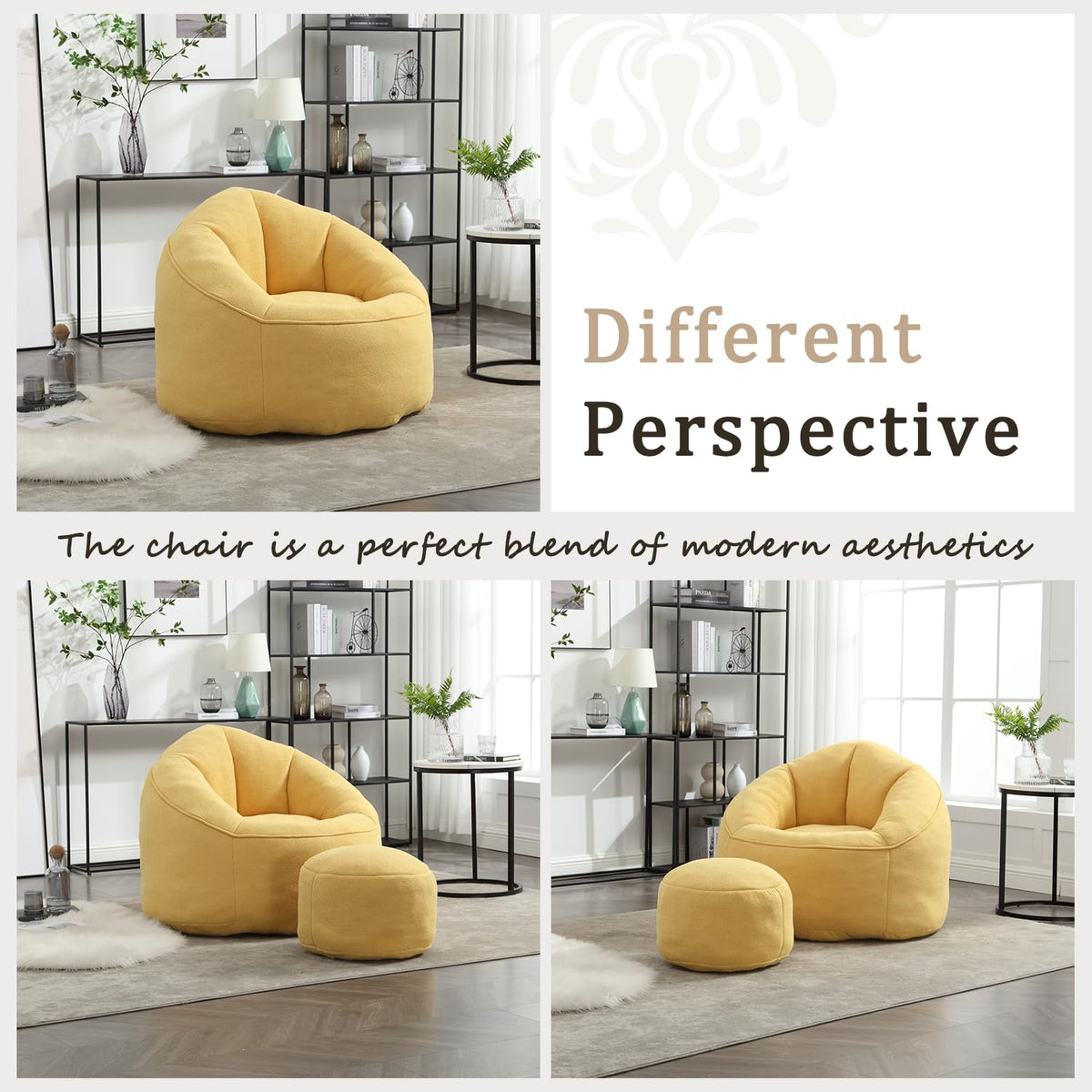 Large Memory Foam Bean Bag Lounger with Footrest R329