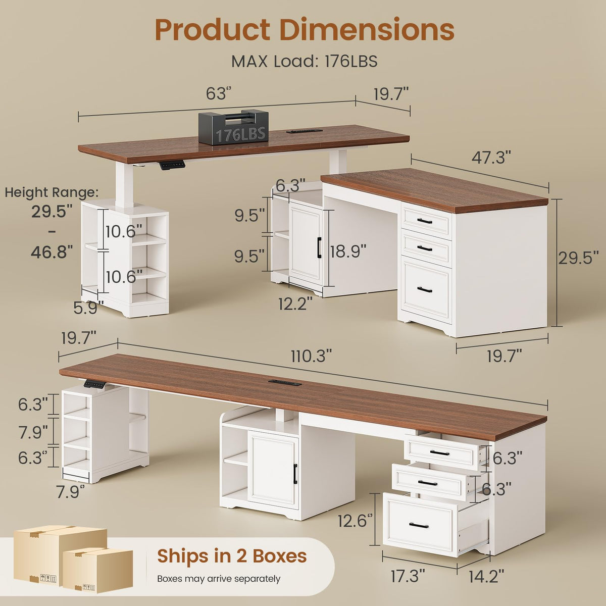 L Shaped Standing Desk with Storage Z1247