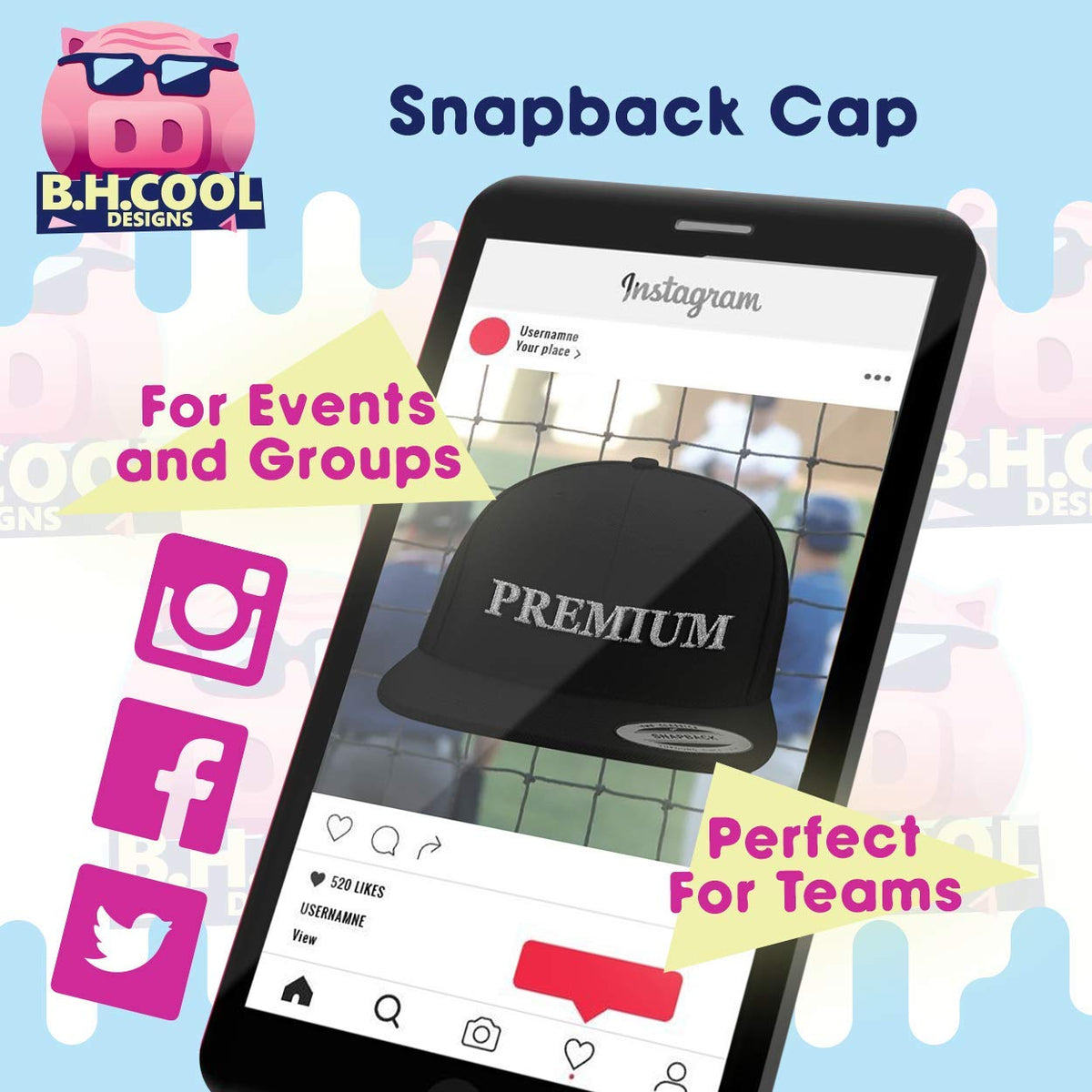 Structured Flat Bill Snapback Cap G320