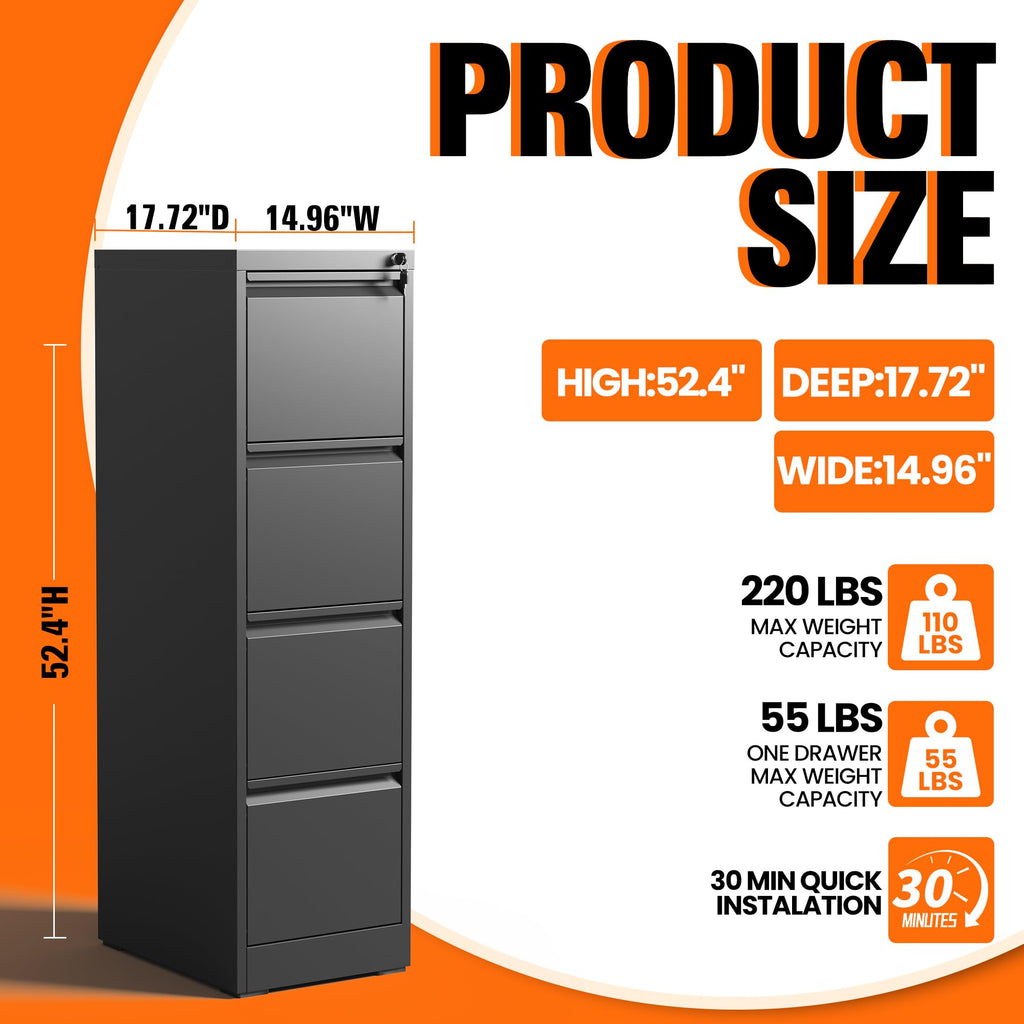 4 Drawer File Cabinet with Lock K595