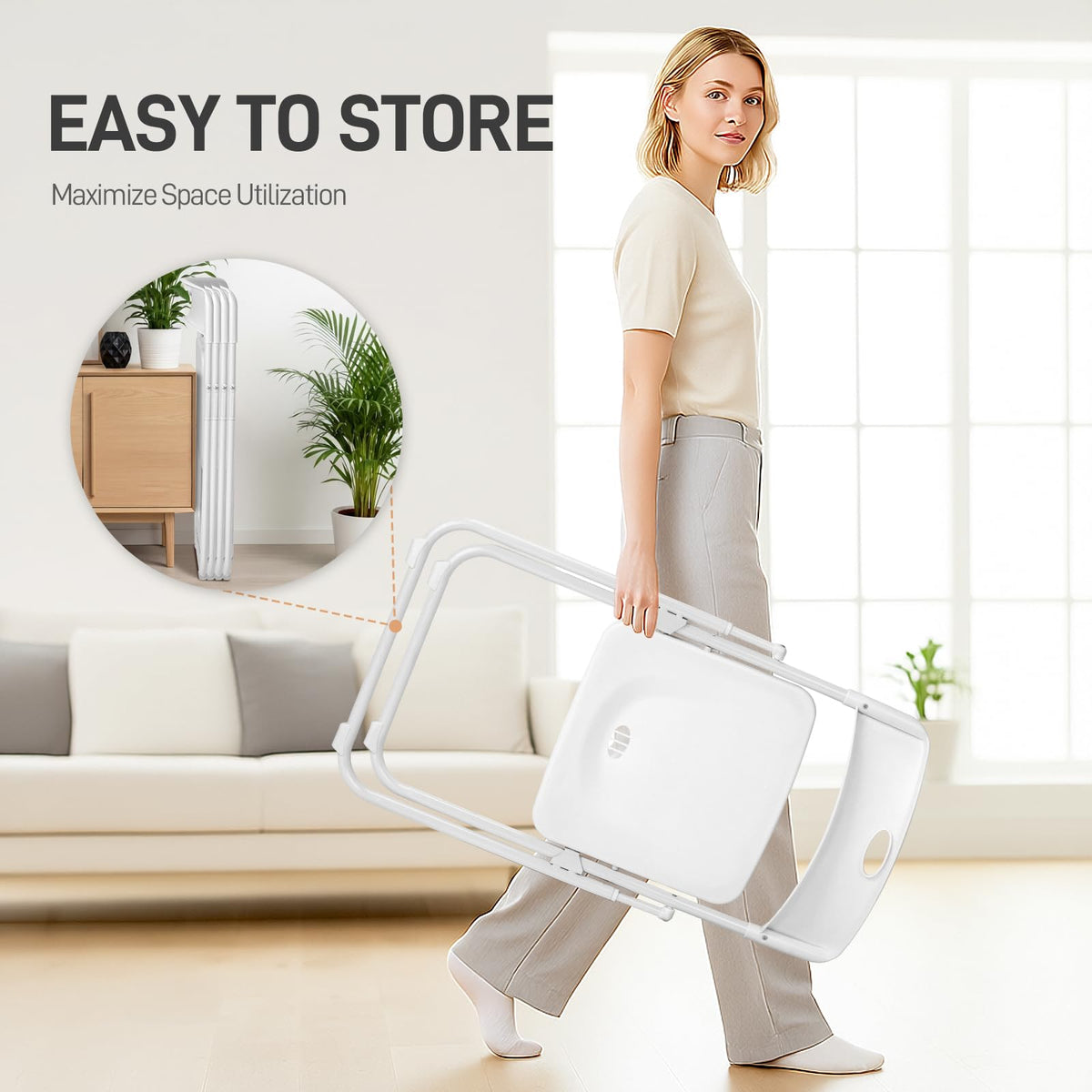Folding Chairs Set of 10 White Plastic F17006