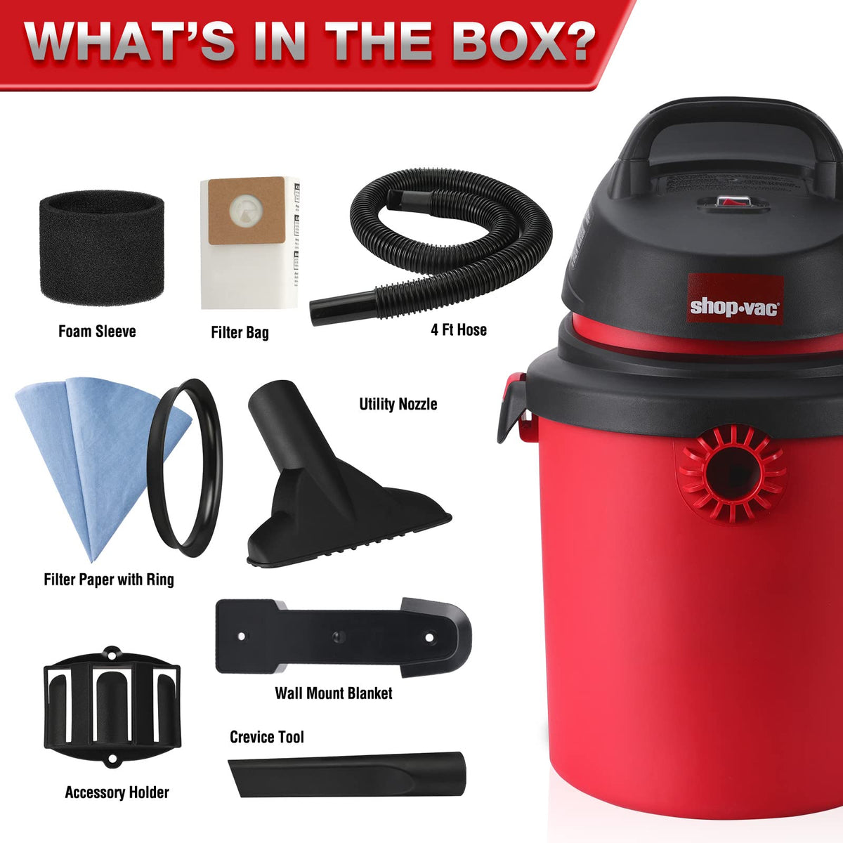 4 Gallon 4.0 Peak HP Wet/Dry Vacuum U88405