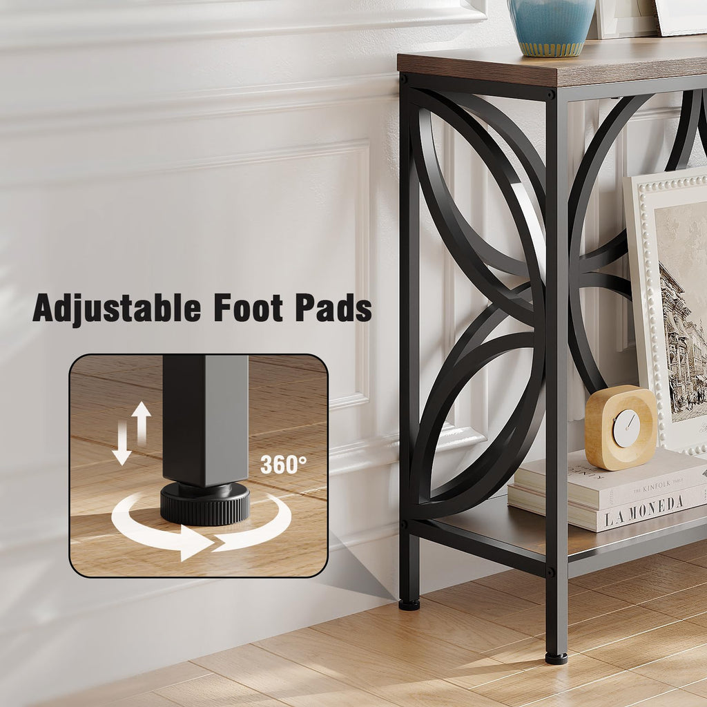 Narrow Sofa Table 47.2 Inch Industrial Console Table with Storage E556