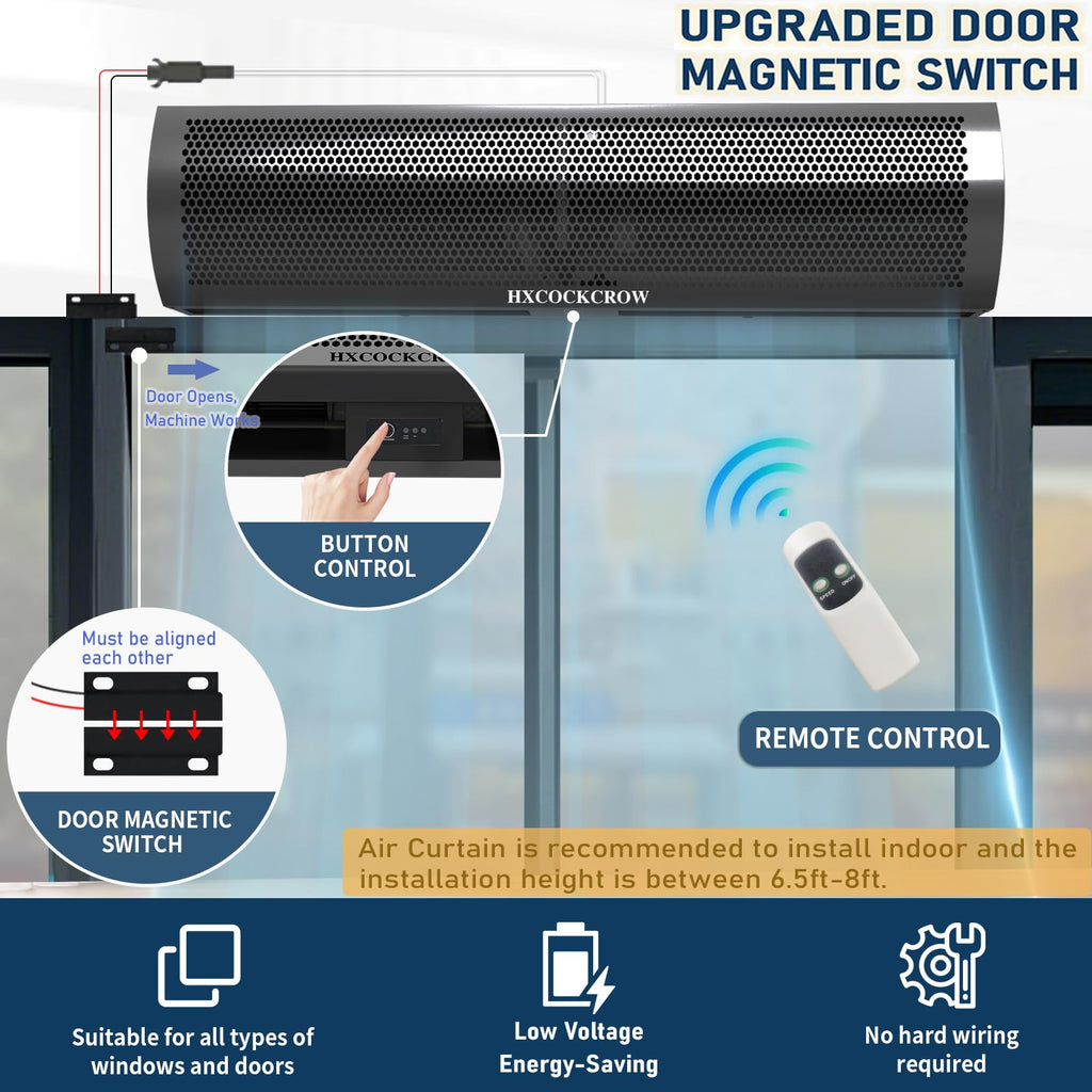 36 Inch Matte Black Wall Mounted Air Curtain R671871