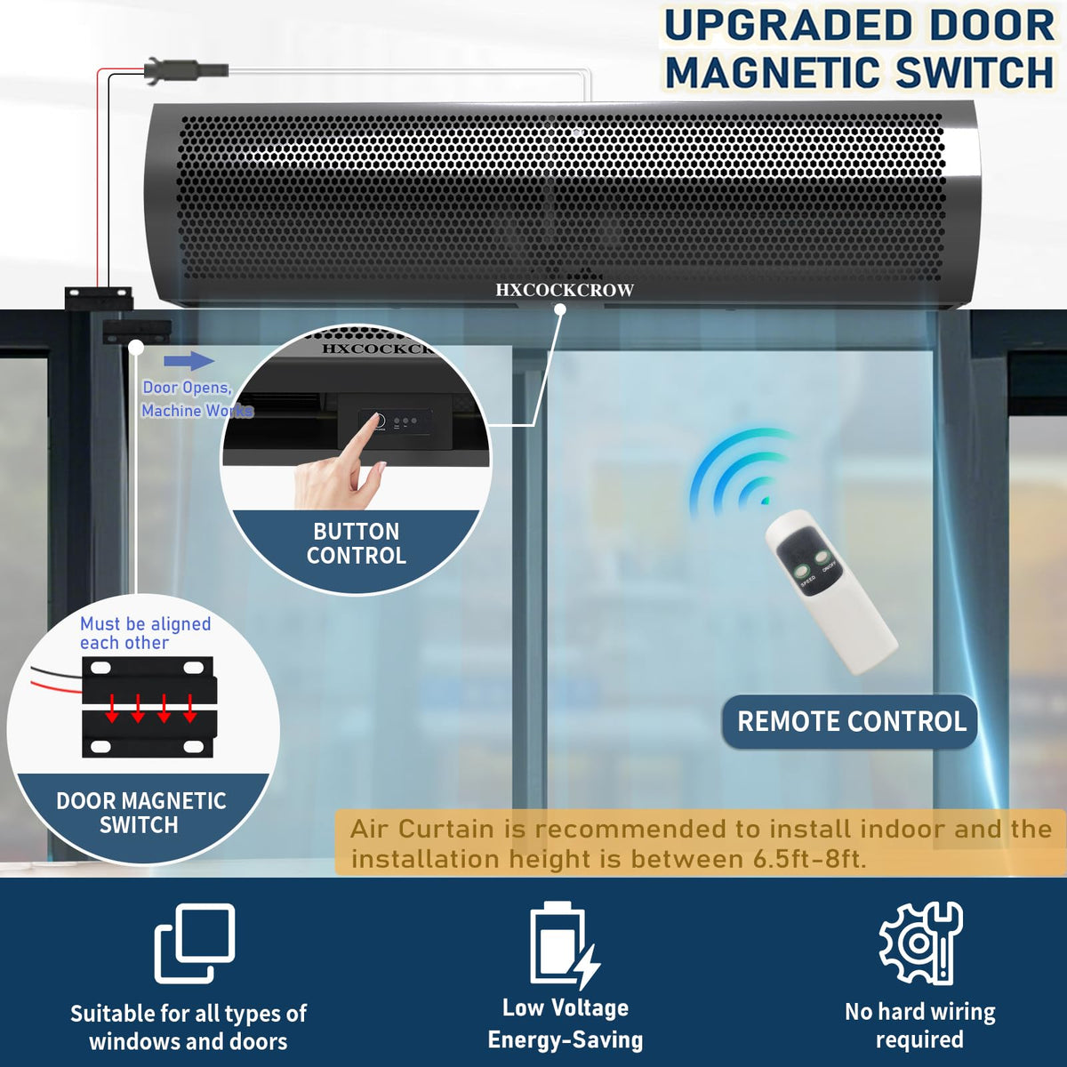 36 Inch Matte Black Wall Mounted Air Curtain R671871