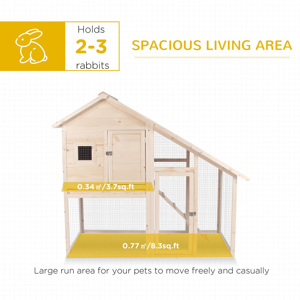 55" 2-Tier Wooden Rabbit Hutch with Ramp W966