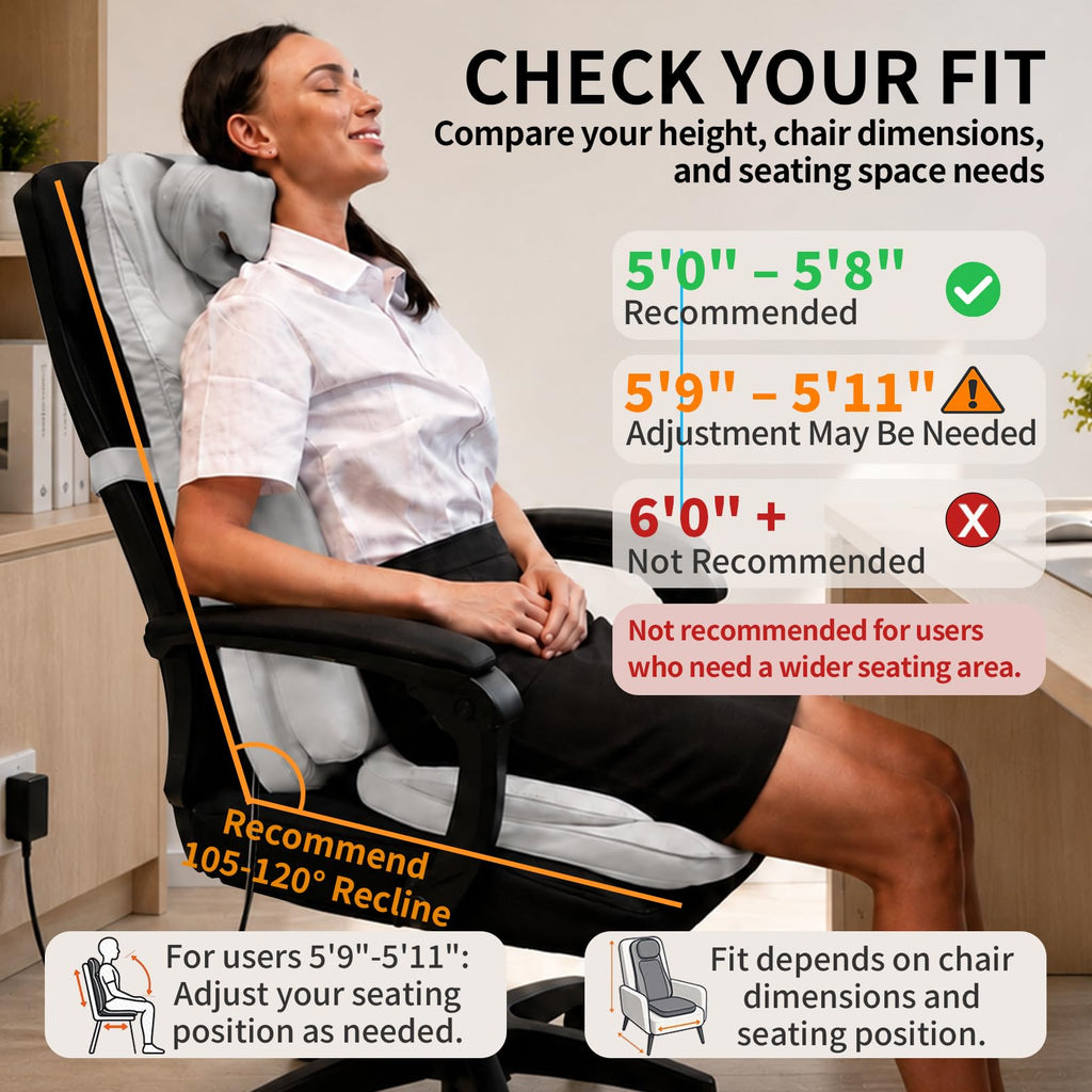 Massage Chair Pad with Heat, Navy Blue F838