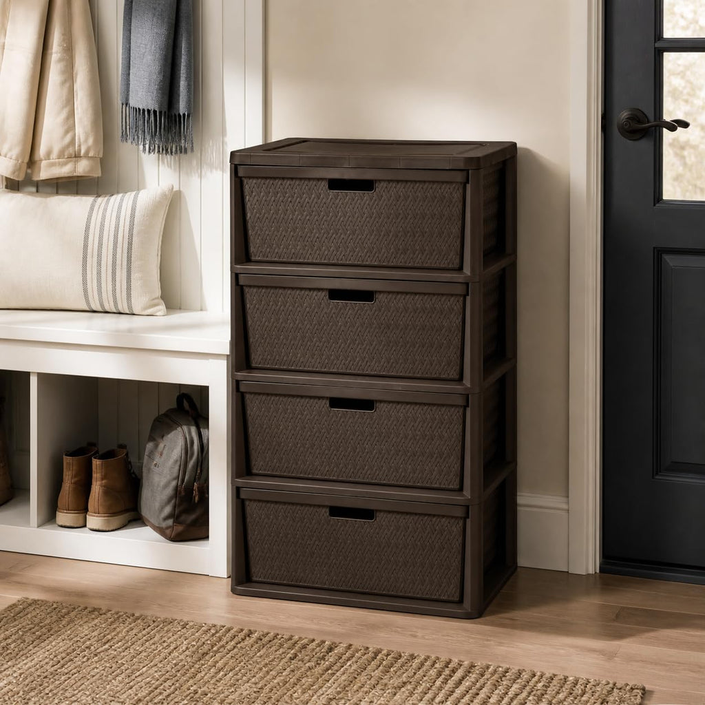 Brown 4 Drawer Plastic Storage Drawers R755884