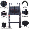 Black 20.3FT Aluminum Telescoping Ladder 330lbs Capacity T166266