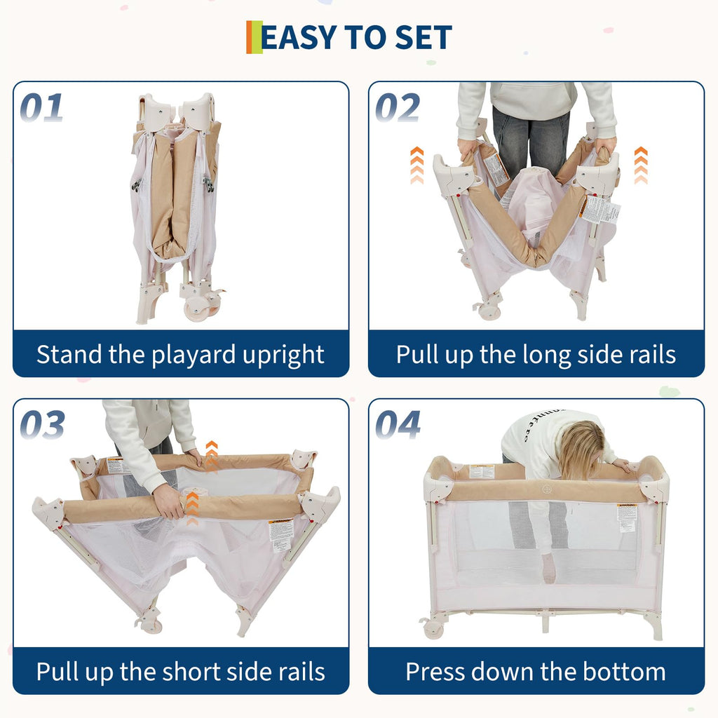 4 in 1 Pack and Play with Bassinet, Changing Table, Playpen and Carry Bag S123