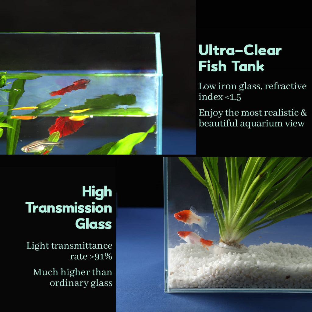 10 Gallon Ultra Clear Rimless Low Iron Glass Fish Tank N97938
