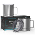 Stainless Steel Vacuum Insulated Coffee Mug 16 oz Set of 2 with Handle and Lid T765202