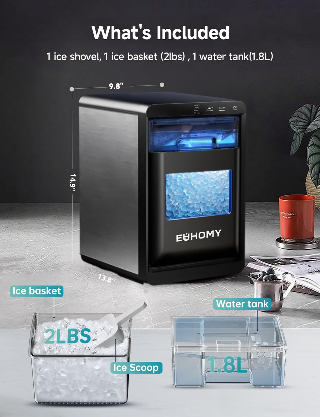 Nugget Ice Maker Countertop, 40lbs/24H, Black H4262