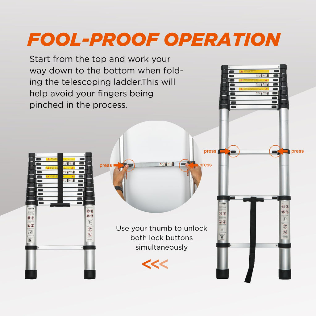 16.5FT Aluminum Telescopic Ladder 300lb Capacity S9224