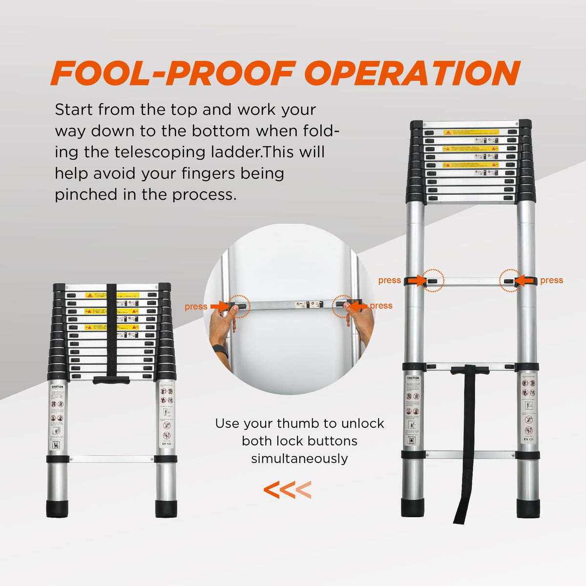 16.5FT Aluminum Telescopic Ladder 300lb Capacity S9224