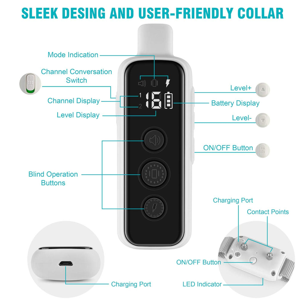 Waterproof Rechargeable Electric Dog Training Collar with Remote U28430