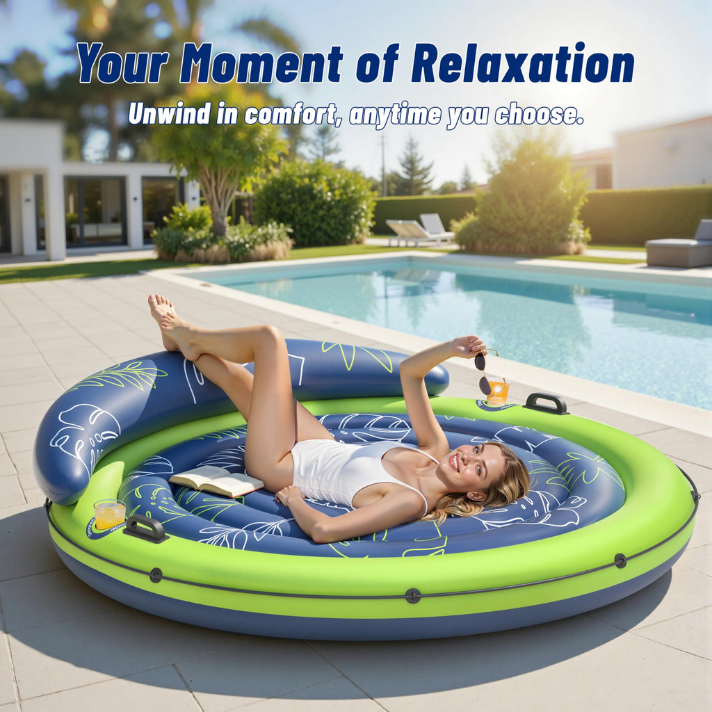 Inflatable Tanning Pool Float with Cup Holders Q437