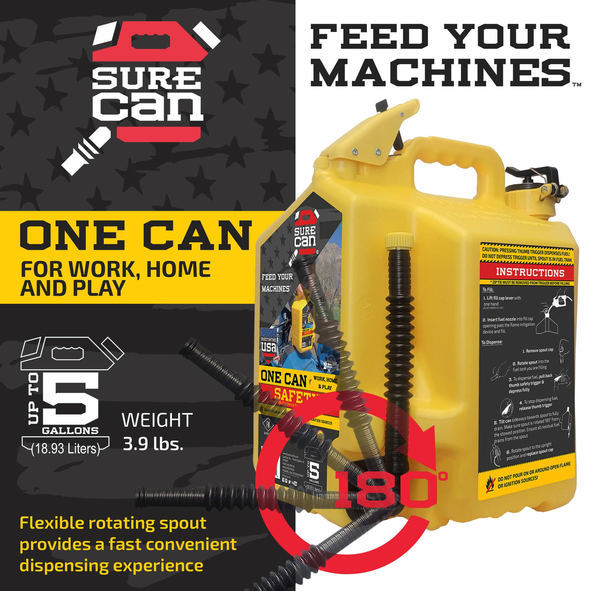 5 Gallon Self-Venting Safety Can with Rotating Spout P4548