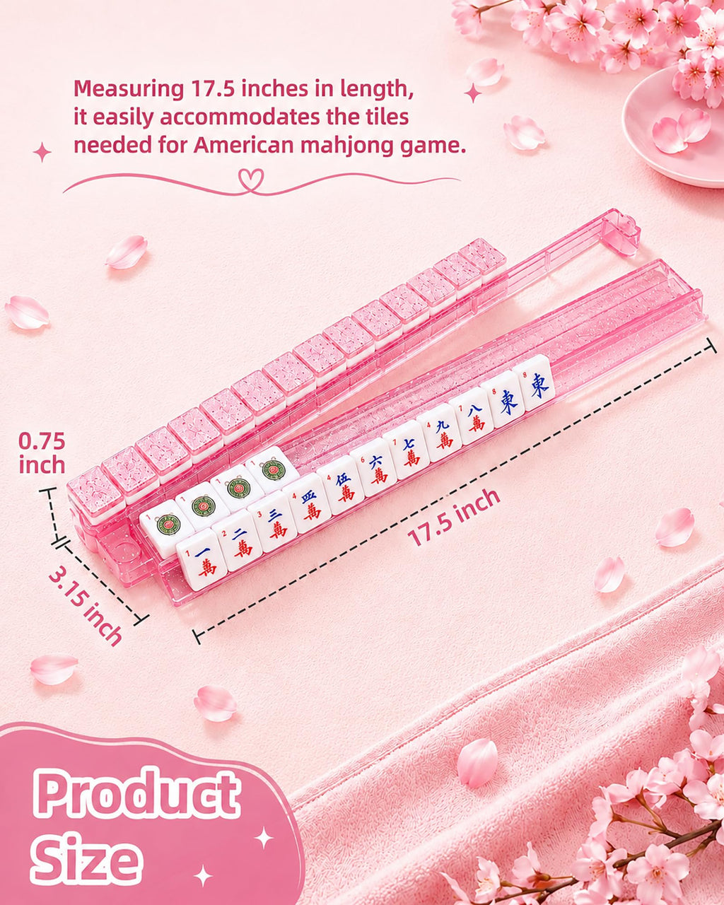 Pink Glitter Acrylic Mahjong Racks with Pushers Set of 4 I203